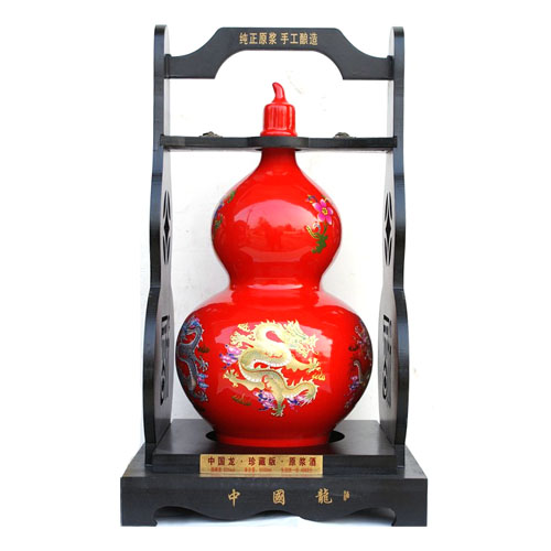 君子瓷红色葫芦瓶